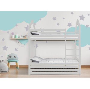 ELIS DESIGN Domečková postel patrová s volitelnou zábranou šedá rozměr lůžka: 90 x 180 cm, šuplík, nožičky: s nožičkami a s šuplíkem, Zábrany: Žádná