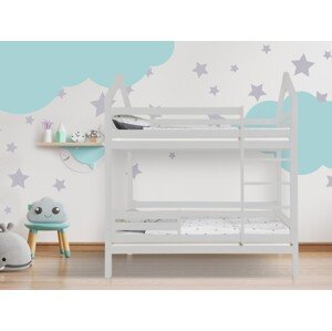 ELIS DESIGN Domečková postel patrová s volitelnou zábranou šedá rozměr lůžka: 80 x 180 cm, šuplík, nožičky: s nožičkami, bez šuplíku, Zábrany: Obě