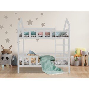 ELIS DESIGN Domečková postel patrová se zábranou svisle premium šedá rozměr lůžka: 80 x 180 cm, šuplík, nožičky: s nožičkami, bez šuplíku