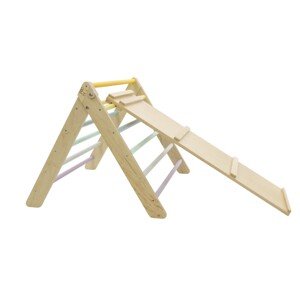 ELIS DESIGN Montessori Piklerové trojúhelník 60 cm light + prkno 2v1 varianta: natur okraje, barevné příčky