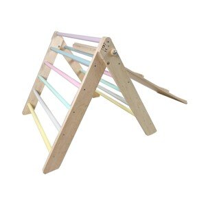 ELIS DESIGN Montessori Piklerové trojúhelník 60 cm light + prkno 2v1 varianta: natur okraje, pastelové  příčky