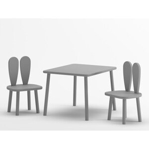 ELIS DESIGN Dětský stolek a židle Zaječí ouška - šedá