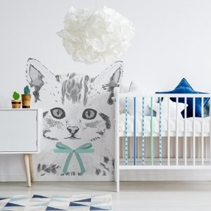 Yokodesign Samolepka na zeď - kočka s mašličkou Velikost: XL