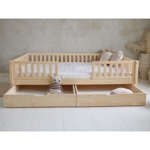 ELIS DESIGN Šuplík k domečkové posteli s plůtkem - úložný prostor barva: natur, varianta: 2 šuplíky, rozměr lůžka: 90 x 190 cm