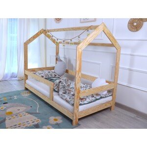 ELIS DESIGN Postel domeček Basic se zábradlím - na nožkách rozměr lůžka: 70 x 140 cm, šuplík, nožičky: s nožičkami 10 cm