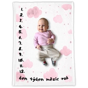 ELIS DESIGN Milníková deka na focení miminek Růžový mráček varianta: se jménem miminka