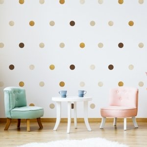 ELIS DESIGN Samolepky puntíky - hnědé a zlaté