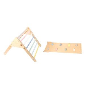 eliNeli Dřevěný Piklerové trojúhelník 59 cm set (prolézačka do interiéru) - pastelový