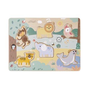 eliNeli Dřevěné vkládací puzzle se zvuky - zvířátka v ZOO