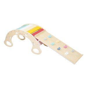 eliNeli Montessori dřevěná houpačka 5in1 barevná s prknem (set)