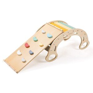eliNeli Dřevěná montessori houpačka 5v1 s prknem 2v1 - set fresh (NOVINKA) - BAZAR
