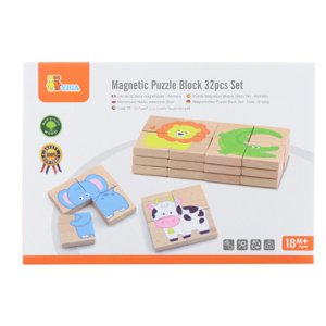 VIGA Dřevěné magnetické puzzle - zvířátka